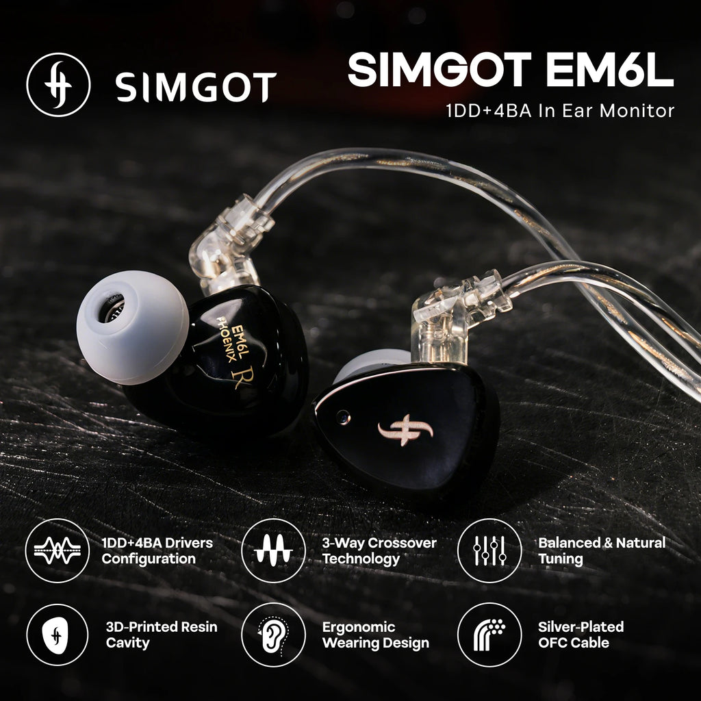 SIMGOT EM6L Hybrid 1DD+4BA IEM