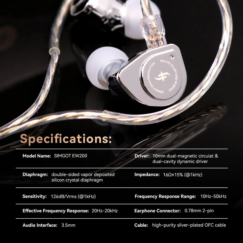 SIMGOT EW200 SCP Diaphragm Dynamic IEM