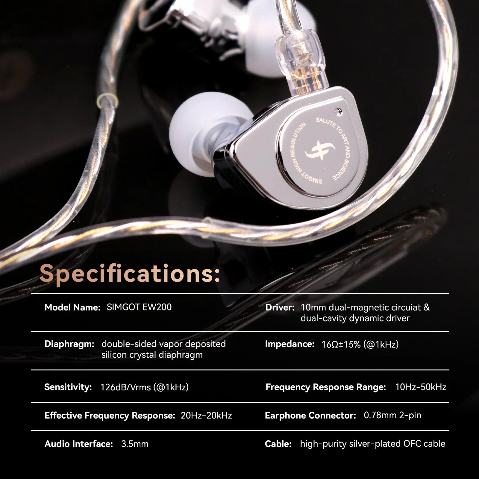 SIMGOT EW200 SCP Diaphragm Dynamic IEM