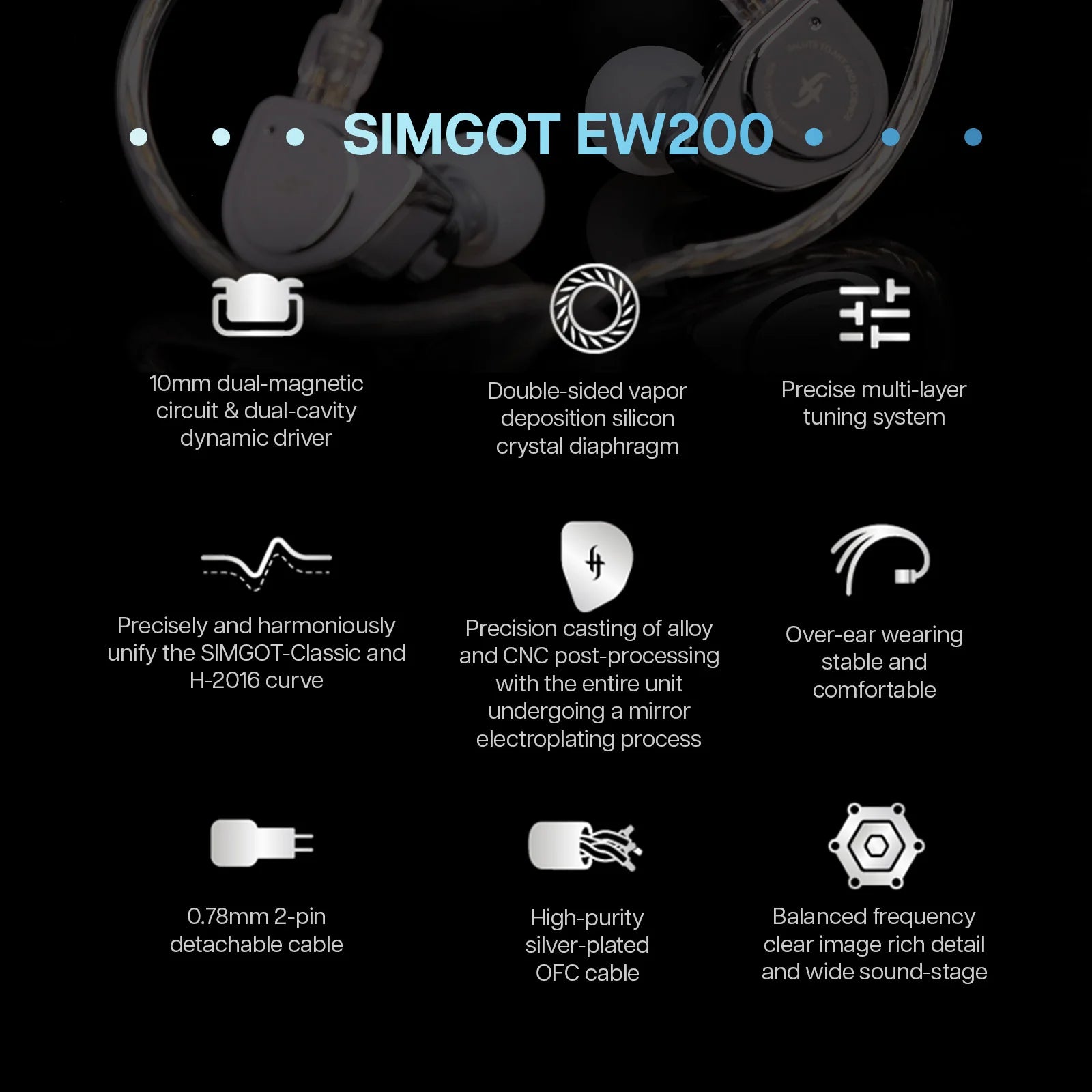 SIMGOT EW200 SCP Diaphragm Dynamic IEM