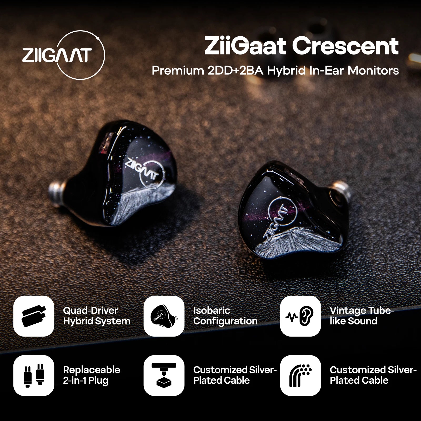 ZiiGaat Crescent 2DD+2BA Hybrid IEM