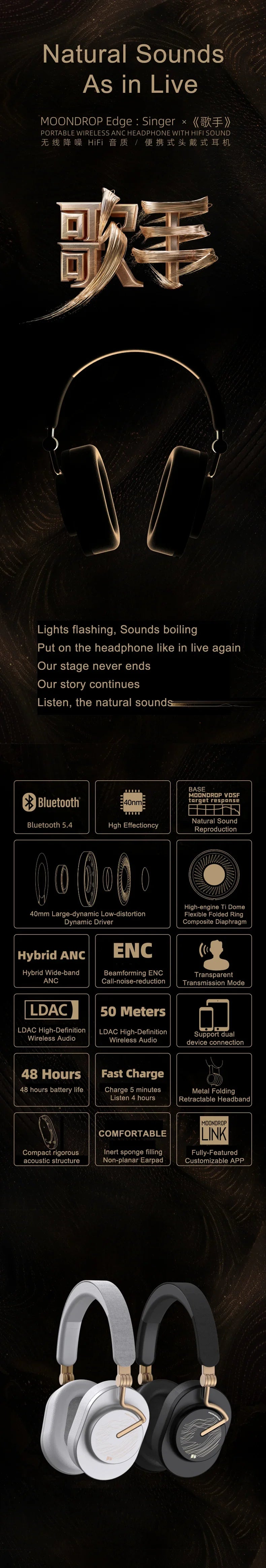 Moondrop x Singer 40mm Wireless Headphone