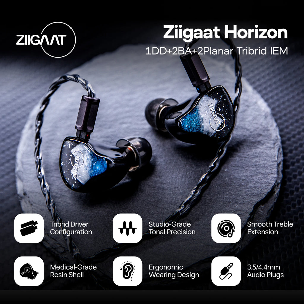 ZiiGaat Horizon 1DD+2BA+2 Planar Tribrid IEM
